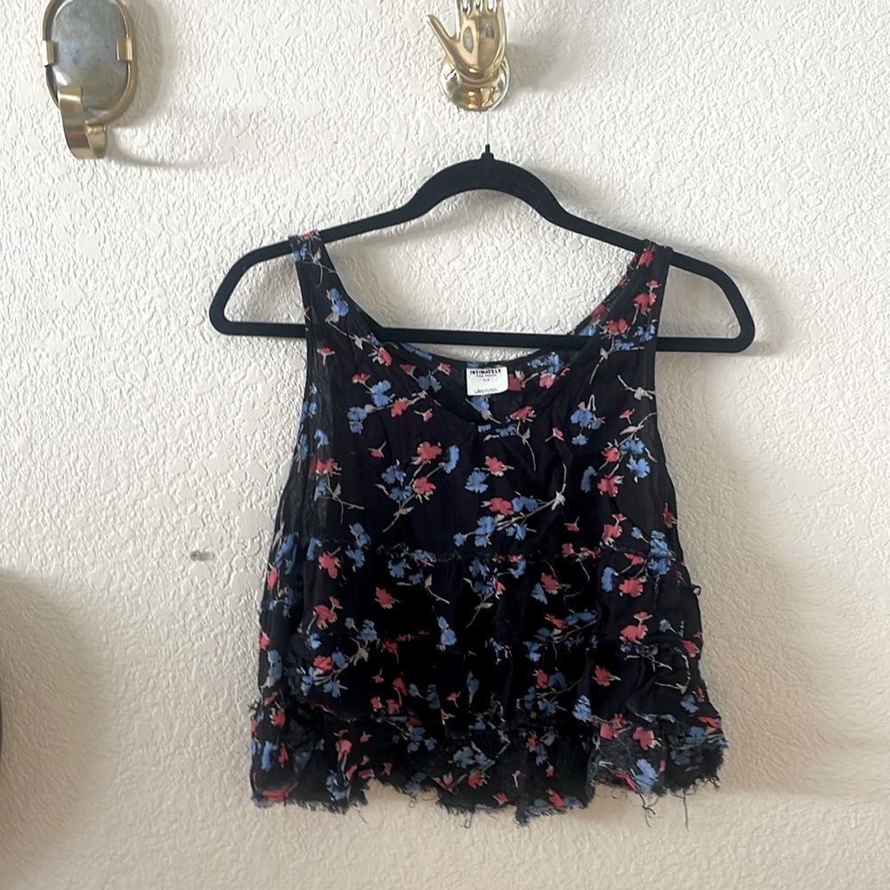 Intimately by Free People crop tank top *black floral/size small*
